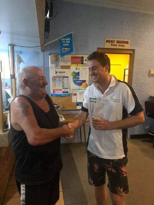Former Monaro Cricket Association record holder Scott Wiltshire (292) with new record holder Coffey's Hotel big hitter Matthew Moxon (314) not out including 33 sixes.