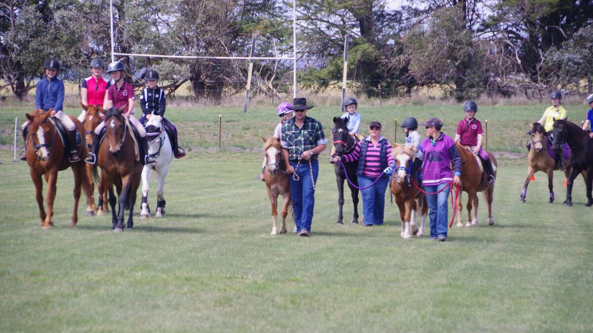Delegate Pony Clubbers practising parading at their last rally in preparation for the Delegate Pony Club gymkhana.