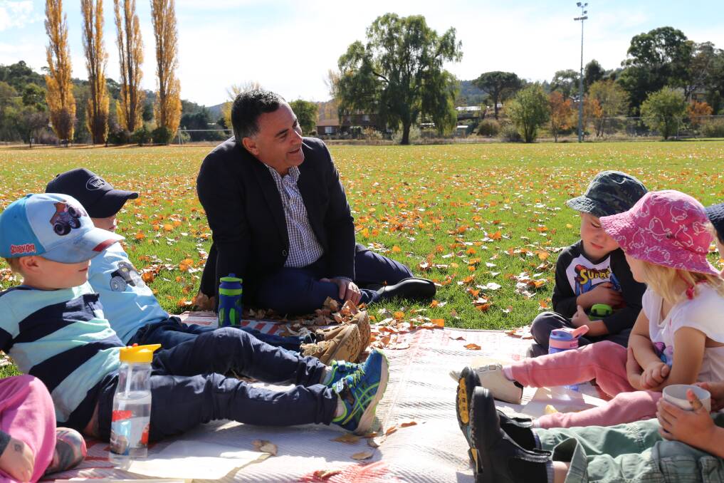 GOVERNMENT ASSISTANCE: John Barilaro and Lambie Street Pre-School students.