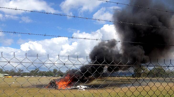 The scene of Saturday's fatal light plane crash at Caboolture. Photo: Seven News