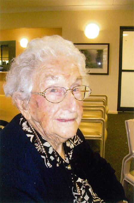 The death of Mrs Grace Eppelstun, aged 105, occurred at Currawarna, Bombala, on Monday, May 26, 2014.
A private family funeral service 
conducted by the Reverend Jenny Roberts at Clavering Park Crematorium, Wolumla, as requested by Grace, was held on Monday, June 2.
Grace had been a resident of Currawarna since May, 2000.