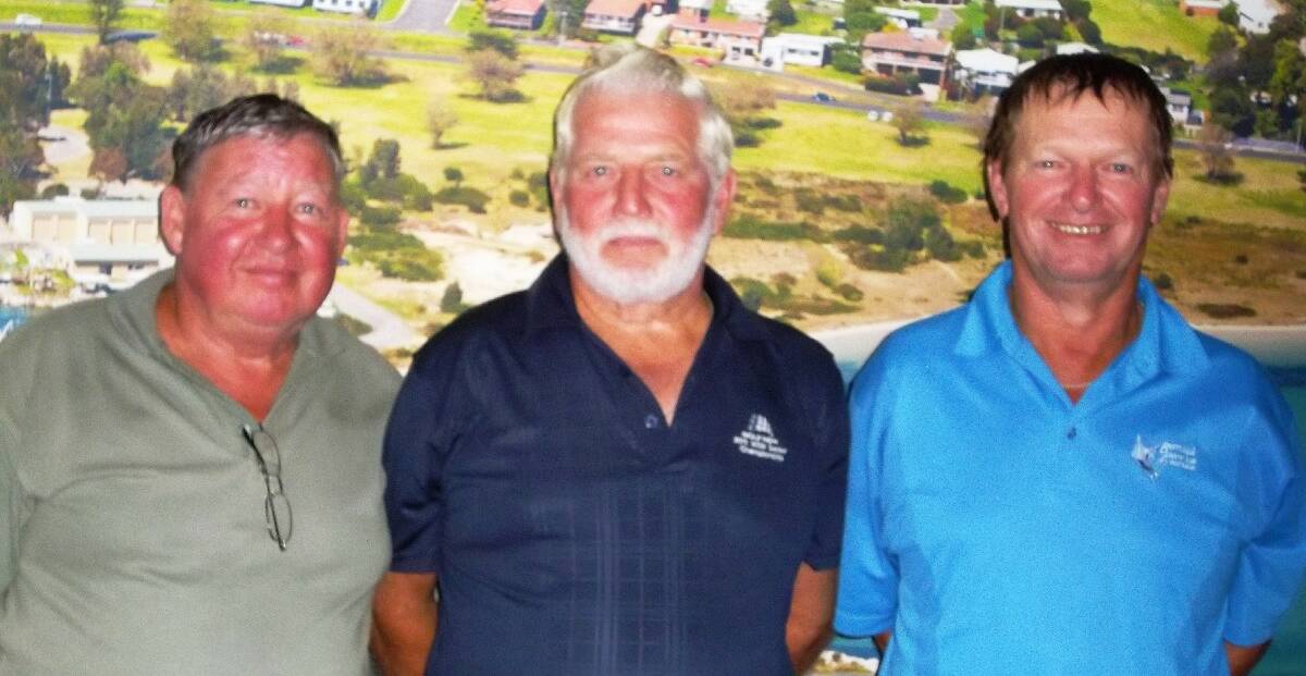 BERMAGUI: Saturdays winning group at the Bermagui Country Club are from left; Arthur Worthley C grade winner, Kevin Holzhauser March Monthly Medal sponsor, and Mick Carr A Grade winner. 