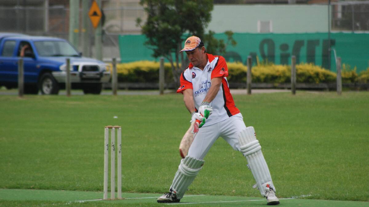 BATEMANS BAY:  Chad Salmon plays a ball to the off-side early in his innings against Bomaderry on Saturday. 
