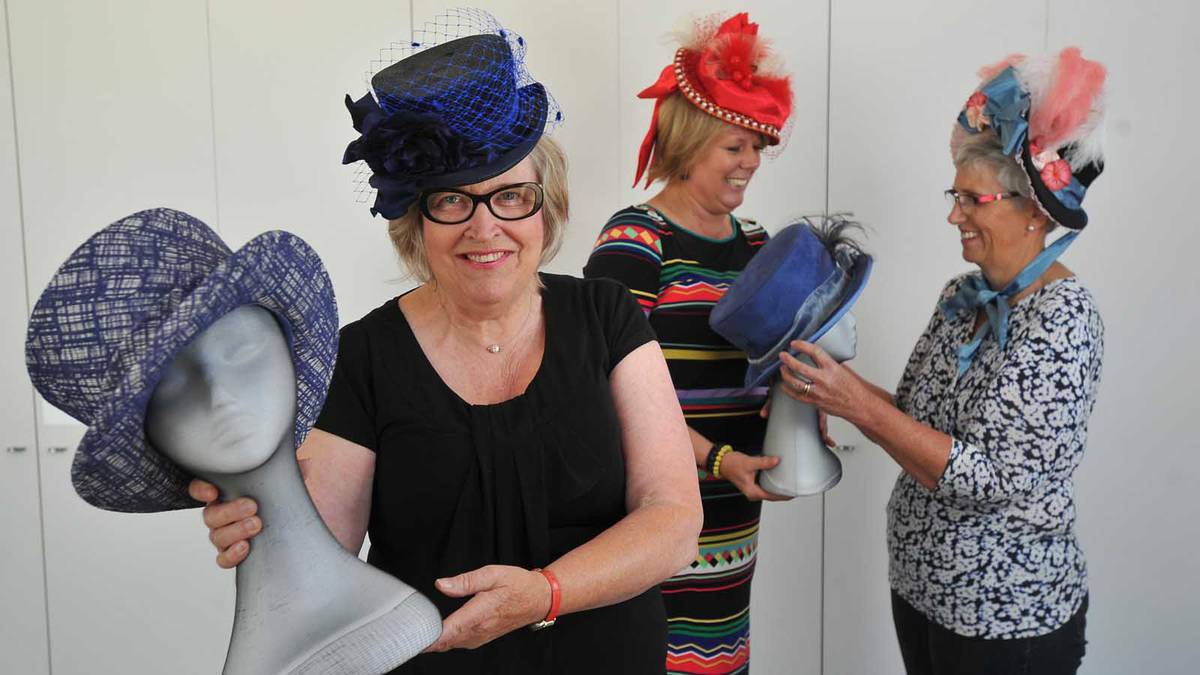 Riverina Millinery Association president Rose Organ, Tracey Bell and Margaret Westblade prepare for the International Millinery Forum. Picture: Addison Hamilton 