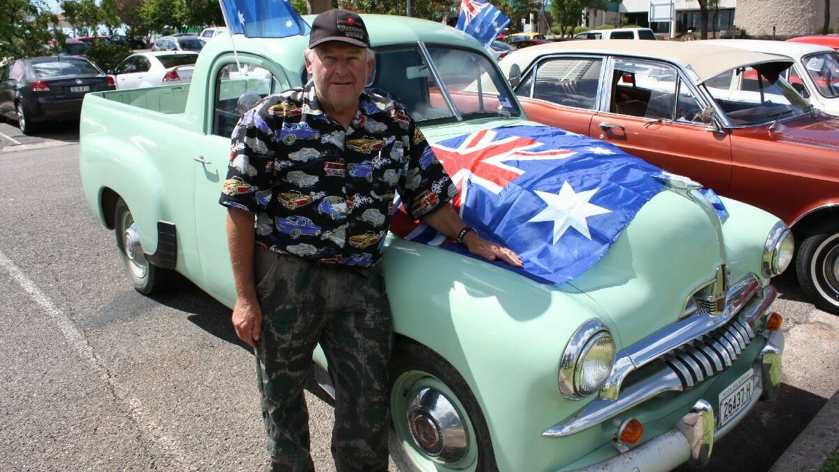 BEGA: Steven Watt shows off his 1955 FJ Holden as part of Australia Day celebrations in Littleton Gardens. 