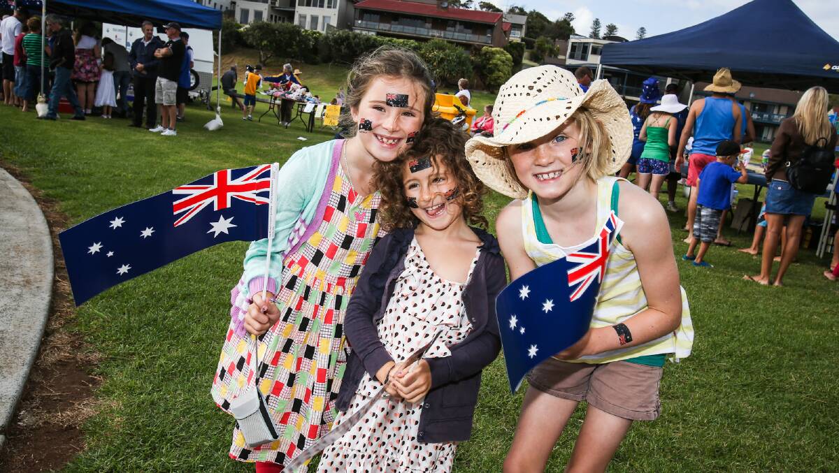 KIAMA: Australia Day celebrations in Gerringong - Olivia, 7, Georgie, 5, and India Cunningham, 8, from Gerringong.  