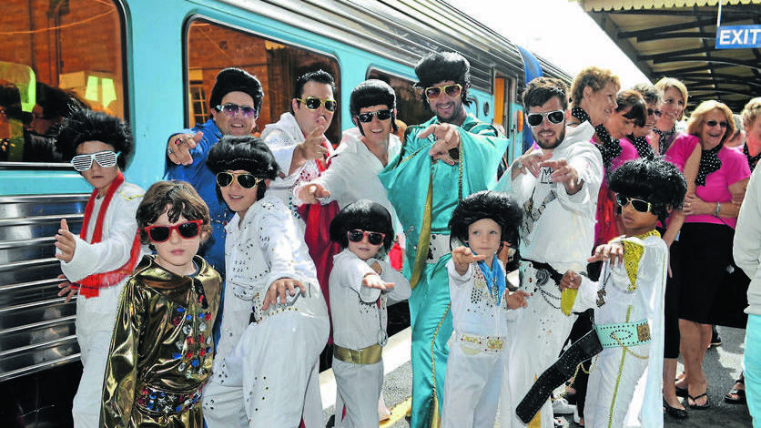 Scenes from the Elvis Express arriving in Parkes. Pictures: Barbara Reeves and Roel ten Cate    