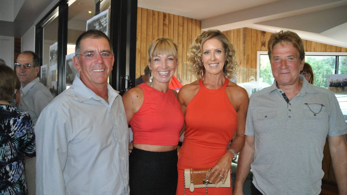 PAMBULA:  Members of the Pambula Surf Lifesaving Club Chris and Margie Briggs,left, and Kristi and Leo Papalia were among the many guests rejoicing in the club’s 100th centenary at the weekend.  