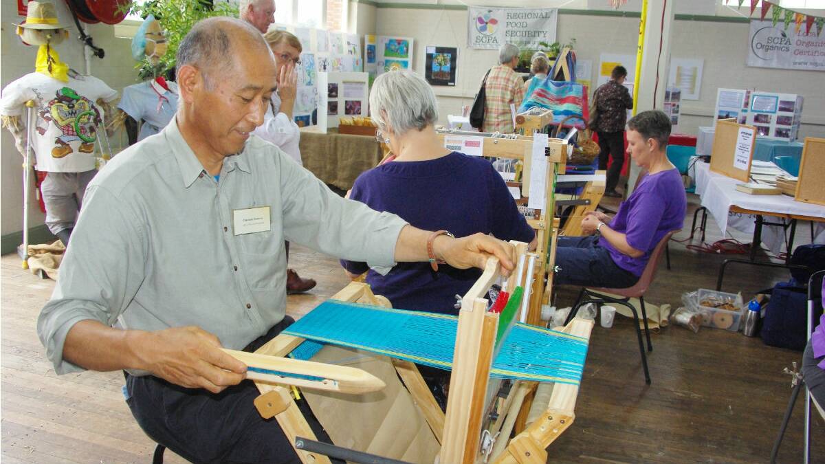  BEGA: Handicraft demonstrations at the Far South Coast National Show proved a big hit with pavilion visitors, particularly Takumi Deneve weaving on a loom he made himself. 
