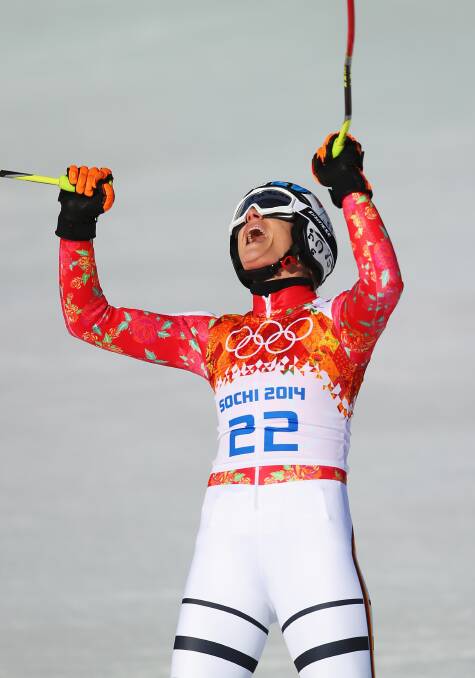 Maria Hoefl-Riesch of Germany reacts after a run during the Alpine Skiing Women's Super-G on day 8 of the Sochi 2014 Winter Olympics. Photo by Clive Rose/Getty Images