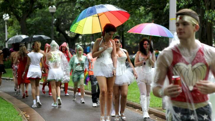 2012: Participants enjoyed the Mardi Gras parade despite the wet weather. Photo: Janie Barrett