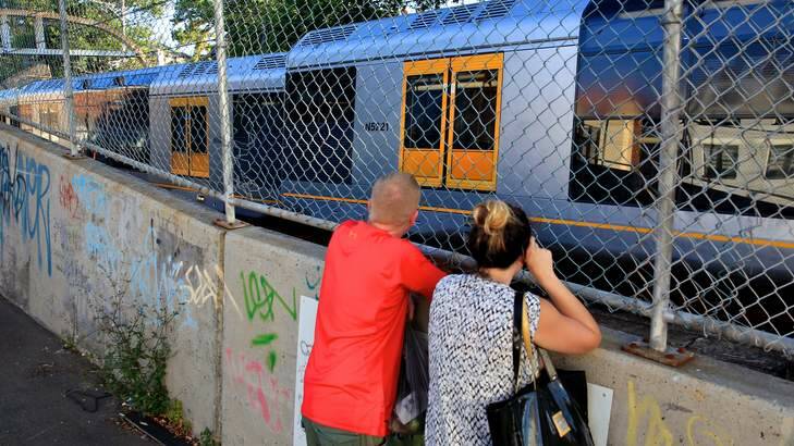 The train has come to a stop near Edgecliff Station. Photo: Edwina Pickles