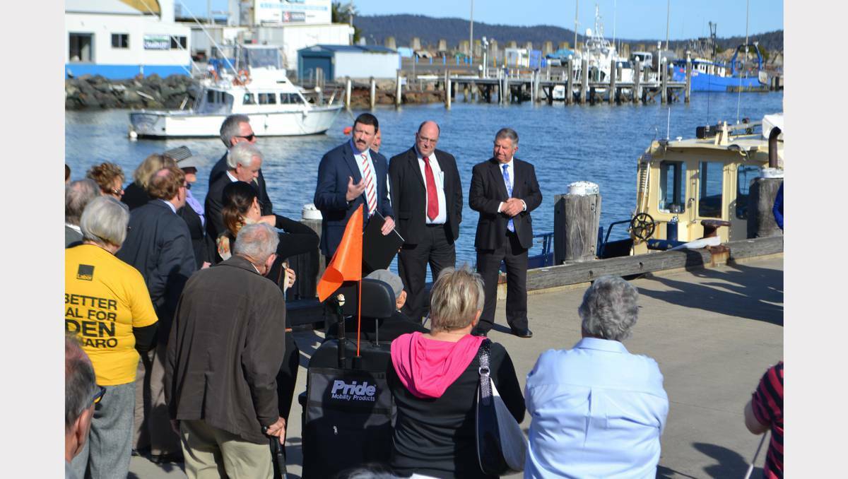 A crowd of about 70 gather for the Eden port announcement, including residents, stakeholders and mariners.  The decision is touted to benefit the entire region, including Bombala.