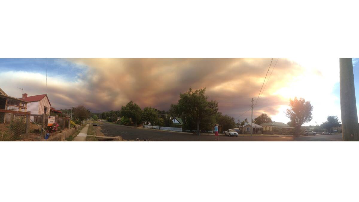Bombala resident Ruby Farrell took this dramatic photo of smoke over Bombala from Caveat Street at the weekend.