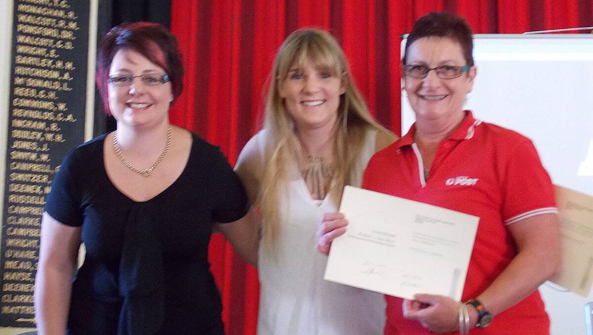 Westpac’s Nadean White and Birdsnest businesswoman, Jane Cay  congratulated Louise Cole on winning her Women’s Day Award. 