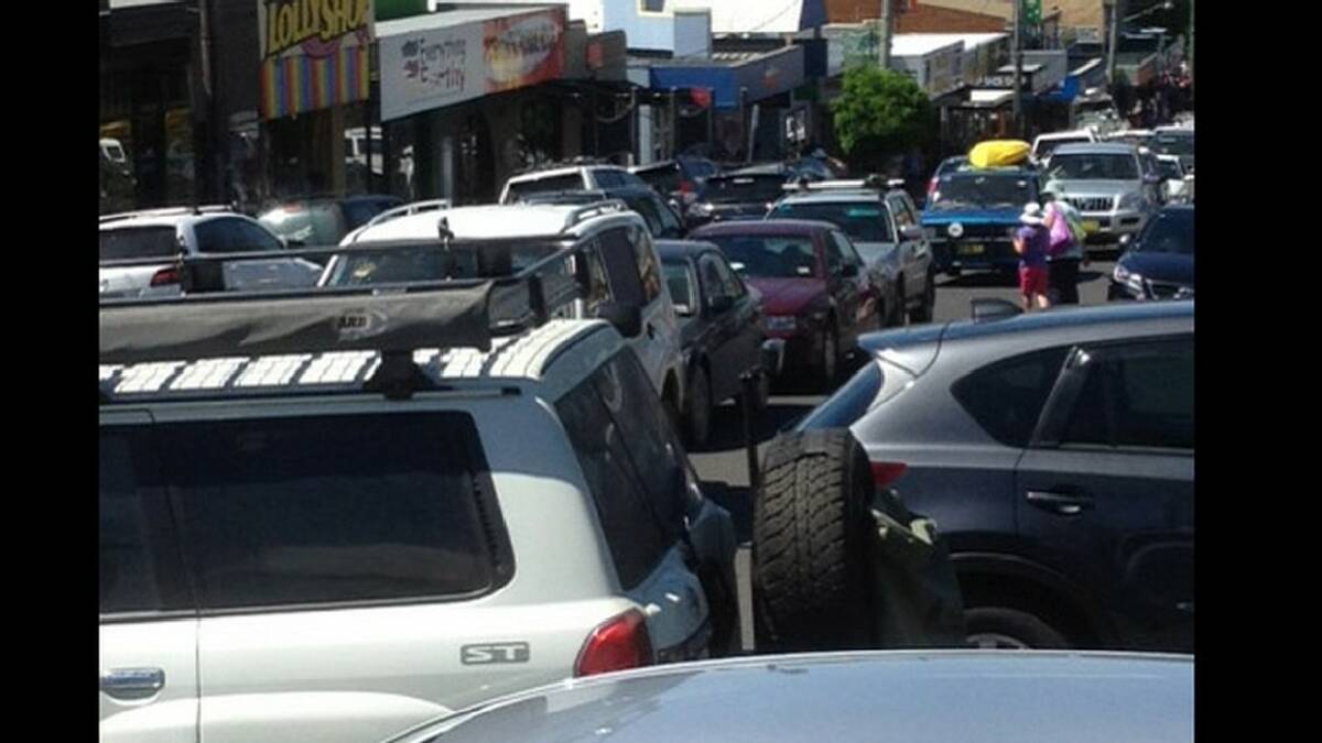 MERIMBULA: Traffic banked up the corner of Merimbula Drive and Market Street, Merimbula.