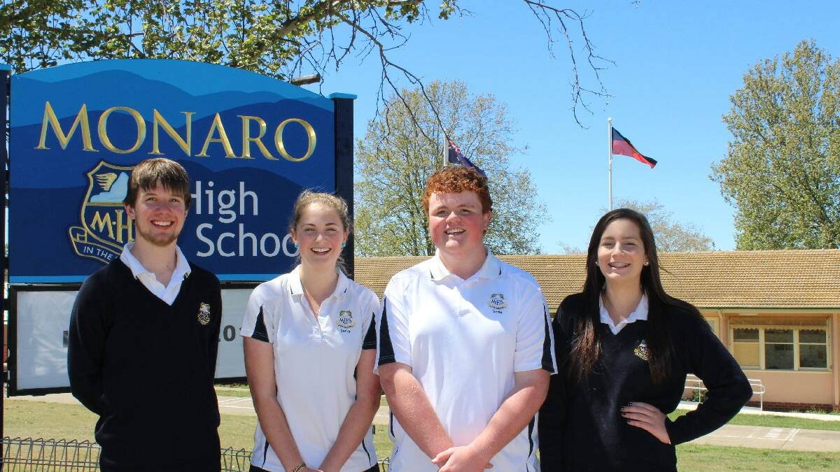 COOMA: The new school captains of Monaro High School in Cooma have been elected to lead the school over the next 12 months. They are Jack Clayton (vice captain), Kailey Tonini (captain), Tim Caldwell (captain) and Hayley McKinnon-Campbell (vice captain).