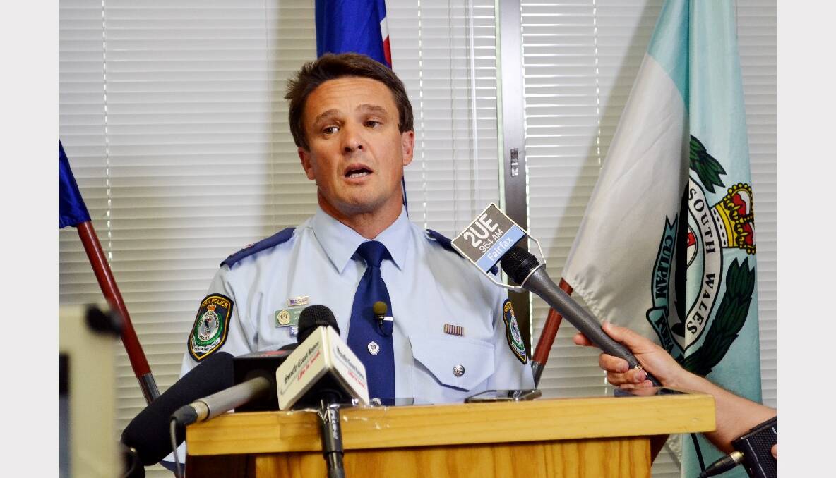 NOWRA: Superintendent Joe Cassar releases details to the media about the plane crash at near the Wirritin   fire.